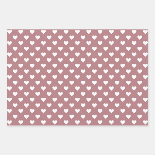 かわいい埃っぽいピンクのハートパターン ラッピングペーパーシート (正面2)