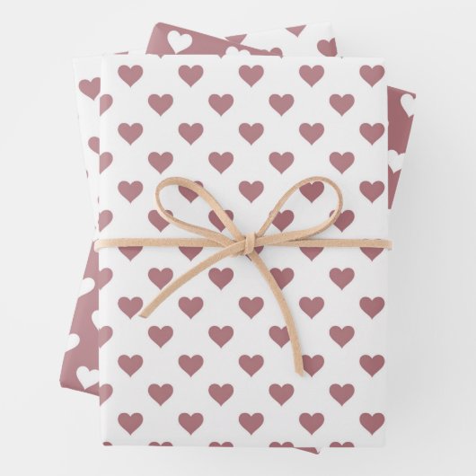 かわいい埃っぽいピンクのハートパターン ラッピングペーパーシート (インサイチュ)