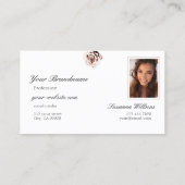 かわいい埃っぽいピンクのバラ白いイニシャル写真 名刺 (裏面)