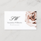 かわいい埃っぽいピンクローズプレーン白イニシャルQRコード 名刺 (正面)