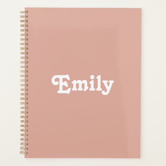 かわいい埃っぽいピンク名前をカスタムする文字年モノグラム プランナー手帳 (正面)