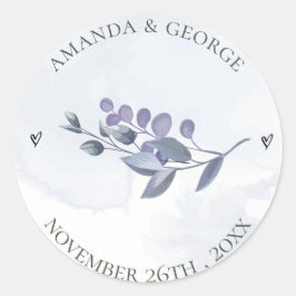 かわいい埃っぽいブルーウォーターの色結婚フローラ ラウンドシール