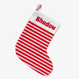 かわいい基本ストライプ名前をカスタムする赤と白ペット スモールクリスマスストッキング