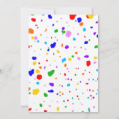 かわいい基本色のアート誕生日 招待状 (裏面)