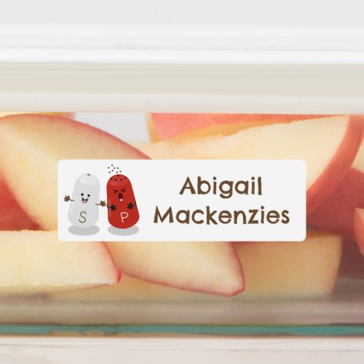 かわいい塩とコショウのシェイカー漫画パーソナライズされた ラベル (貼付)