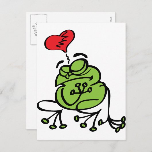 かわいい壊れたハートアンチ・バレンタイン・デイ・カエル シーズンポストカード (正面/裏面)
