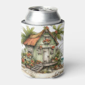 かわいい変わった夏のビーチの風景 缶クーラー (缶正面)