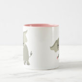 かわいい変わった漫画の象 ツートーンマグカップ (中央)