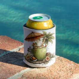 かわいい変わり種の夏のトロピカル飲料(ココナッツ入り) 缶クーラー