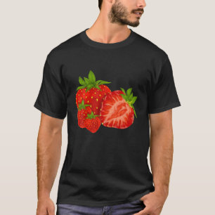 かわいい夏いちご柄のフルーツ Tシャツ