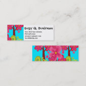 かわいい夏のおもしろいのピンクの花の木の名刺 スキニー名刺 (正面/裏面)