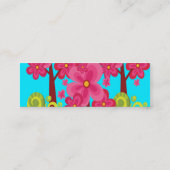 かわいい夏のおもしろいのピンクの花の木の名刺 スキニー名刺 (裏面)