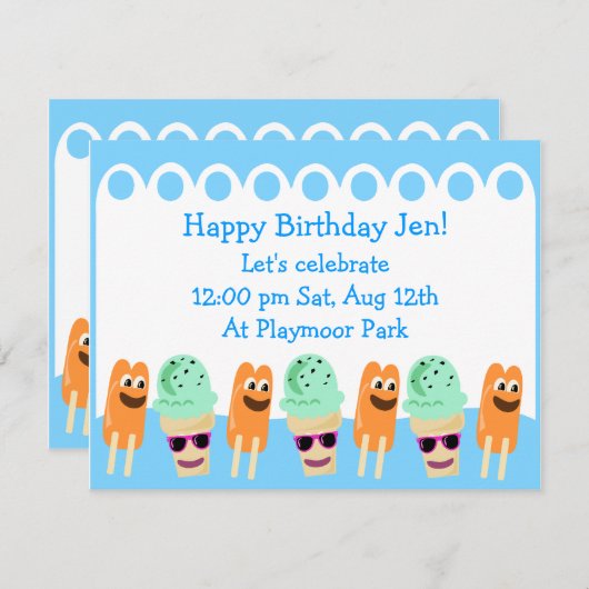 かわいい夏のおもしろい招待状 招待状 (正面/裏面)