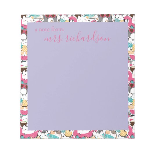 かわいい夏のかわいい子ネコ ノートパッド (正面)