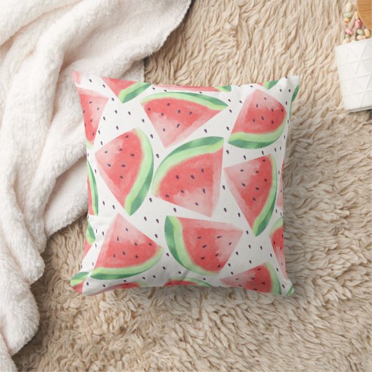 かわいい夏のかわいい水彩スイカ クッション (ブランケット)