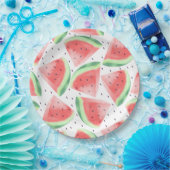 かわいい夏のかわいい水彩スイカ ペーパープレート (パーティー)