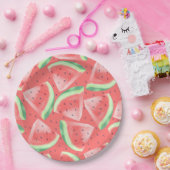 かわいい夏のかわいい水彩スイカ ペーパープレート (パーティー)
