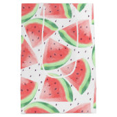 かわいい夏のかわいい水彩スイカ ミディアムペーパーバッグ (裏面)