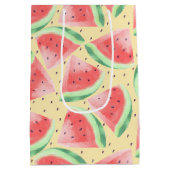 かわいい夏のかわいい水彩スイカ ミディアムペーパーバッグ (裏面)