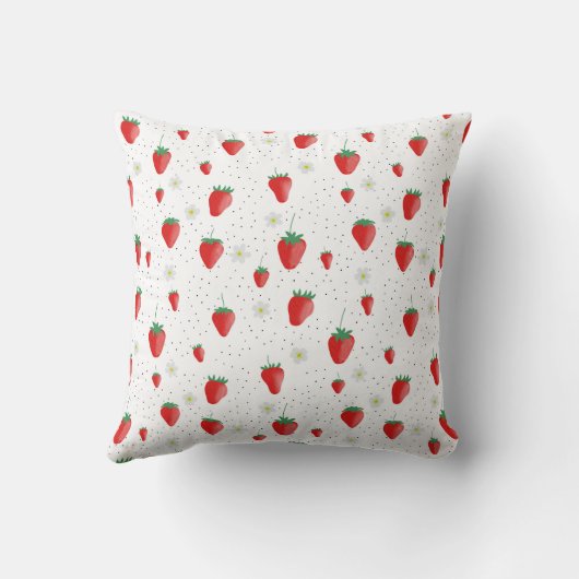 かわいい夏のイチゴと花 クッション (裏面)
