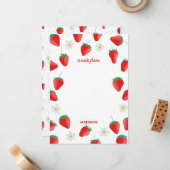 かわいい夏のイチゴと花 ノートカード (正面/裏面インサイチュ)