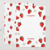 かわいい夏のイチゴと花 ノートカード (正面/裏面)