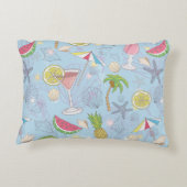 かわいい夏のイラストレーションにスイカが入った模様。  アクセントクッション (裏面)