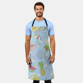 かわいい夏のイラストレーションにスイカが入った模様。 エプロン (着用した状態)