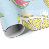 かわいい夏のイラストレーションにスイカが入った模様。  ラッピングペーパー (ロールコーナー)