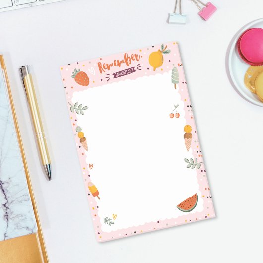 かわいい夏のイラスト アイスクリーム フルーツ ポストイット