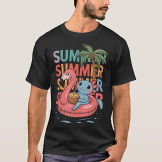 かわいい夏のウーパールーパー ビーチ プール 楽しい パーティー 水着 Tシャツ