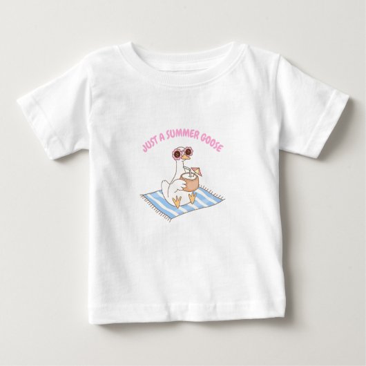 かわいい夏のガチョウビーチのキャラクター ベビーTシャツ (正面)
