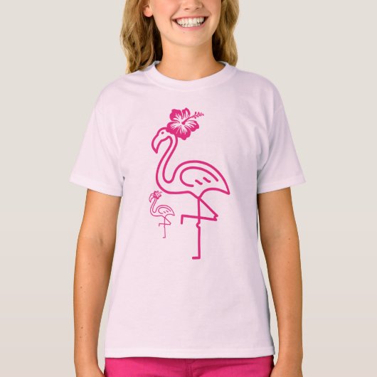 かわいい夏のガーリーフラミンゴ Tシャツ (正面)