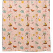 かわいい夏のシカラフルームレスパターン シャワーカーテン (正面)