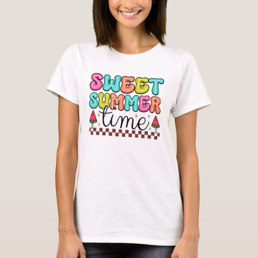 かわいい夏のタイムワードアート Tシャツ (正面)