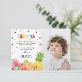 かわいい夏のトロピカルフルーツの誕生日 サンキューカード (スタンド正面)
