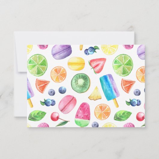 かわいい夏のトロピカルフルーツの誕生日 サンキューカード (裏面)