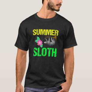 かわいい夏のナマケモノハイビスカスの花 Tシャツ