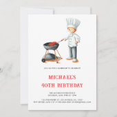 かわいい夏のバーベキュー40歳の誕生日 招待状 (正面)