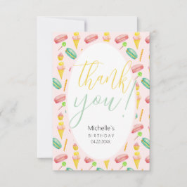 かわいい夏のパーティー水の色のイラストレーションパターン サンキューカード