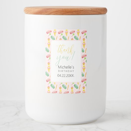 かわいい夏のパーティー水の色のイラストレーションパターン フードラベル (正面)