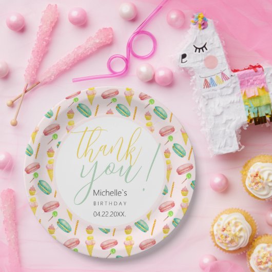 かわいい夏のパーティー水の色のイラストレーションパターン ペーパープレート (パーティー)