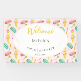 かわいい夏のパーティー水の色のイラストレーションパターン 横断幕