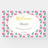 かわいい夏のパーティー水の色のイラストレーションパターン 横断幕 (横)