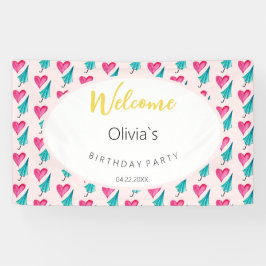 かわいい夏のパーティー水の色のイラストレーションパターン 横断幕