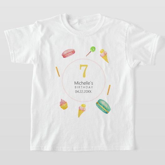 かわいい夏のパーティー水彩イラストレーション Tシャツ (レイダウン)