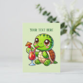 かわいい夏のビーチカメ追加文字 ポストカード (スタンド正面)