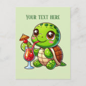 かわいい夏のビーチカメ追加文字 ポストカード (正面)