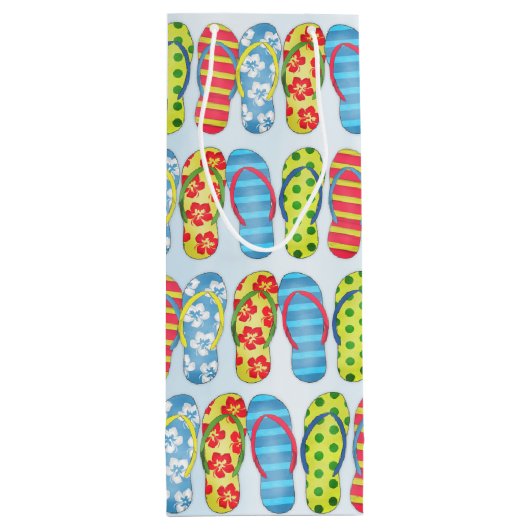 かわいい夏のビーチサンダルパターカスタムン ワインギフトバッグ (裏面)