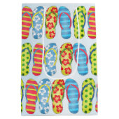 かわいい夏のビーチサンダルパターン ミディアムペーパーバッグ (裏面)